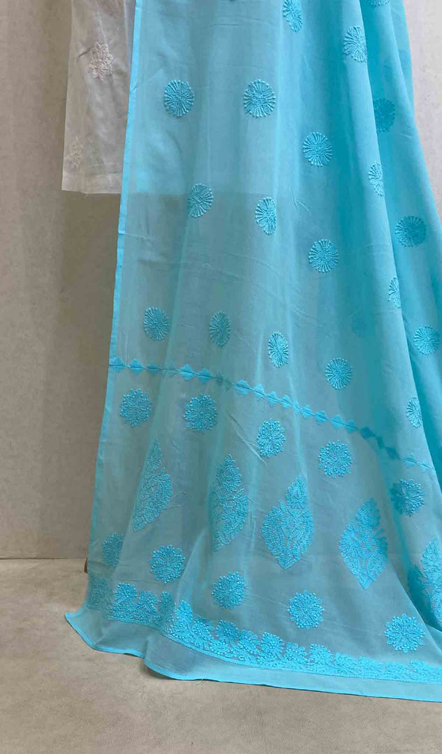 Lakhnavi 手工棉质 Chikankari Dupatta - HONC018914