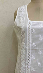 Load image into Gallery viewer, Women&#39;s Lakhnavi Handcrafted White Cotton Chikankari Top - HONC038174
