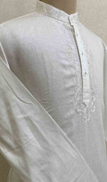 Load image into Gallery viewer, Men&#39;s Lucknowi Handcrafted Cotton Chikankari Kurta - HONC021607
