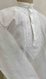 Load image into Gallery viewer, Men&#39;s Lucknowi Handcrafted Cotton Chikankari Kurta - HONC021759
