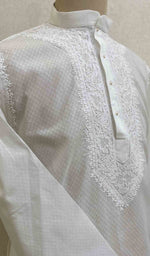 Load image into Gallery viewer, Men&#39;s Lucknowi Handcrafted Cotton Chikankari Kurta - HONC021590