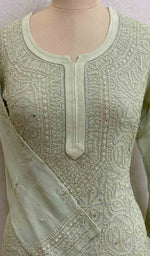 Women's Lakhnavi Handcrafted Viscose Georgette Chikankari Kurti - HONC026175