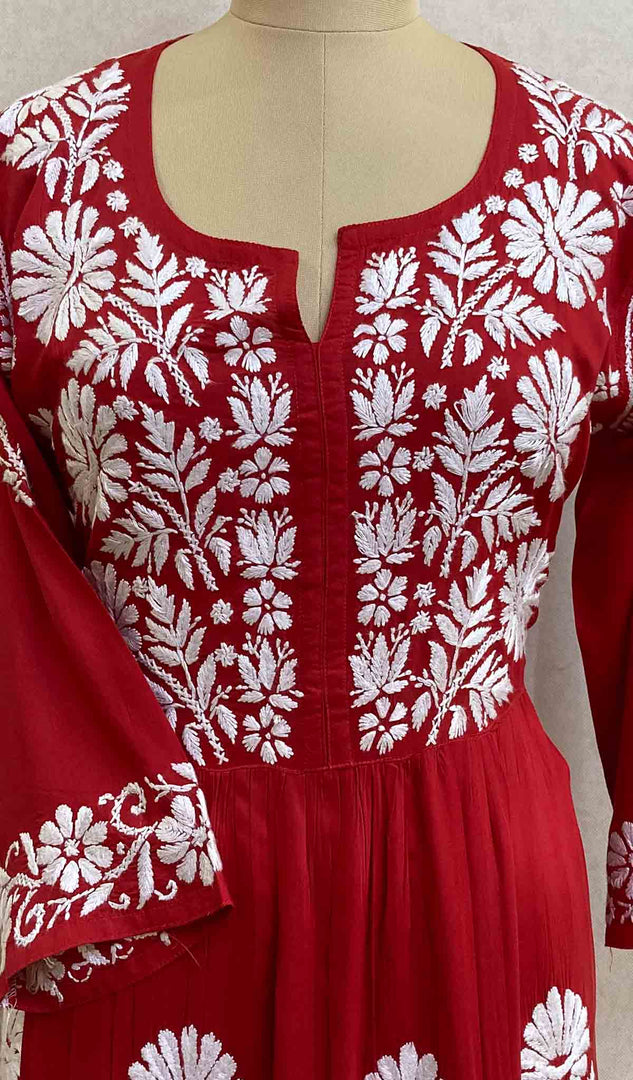 Women's Lucknowi Handcrafted Modal Cotton Chikankari Dress - HONC051221