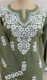 将图像加载到图库查看器中， Women&#39;s Lucknowi Handcrafted Modal Cotton Chikankari Kurti - HONC053131
