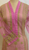 Gul Women's Lakhnavi Handcrafted Organza Chikankari Anarkali Dress- HONC040020