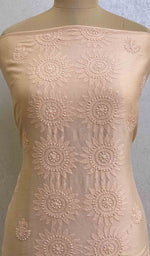 Load image into Gallery viewer, Women&#39;s Lakhnavi Handcrafted Chanderi Silk Chikankari Unstitched Kurti Fabric - Honc054022
