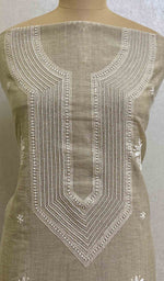 将图像加载到图库查看器中， Women&#39;s Lucknowi Handcrafted Khadi Cotton Chikankari Unstitched Kurti Fabric - HONC028206