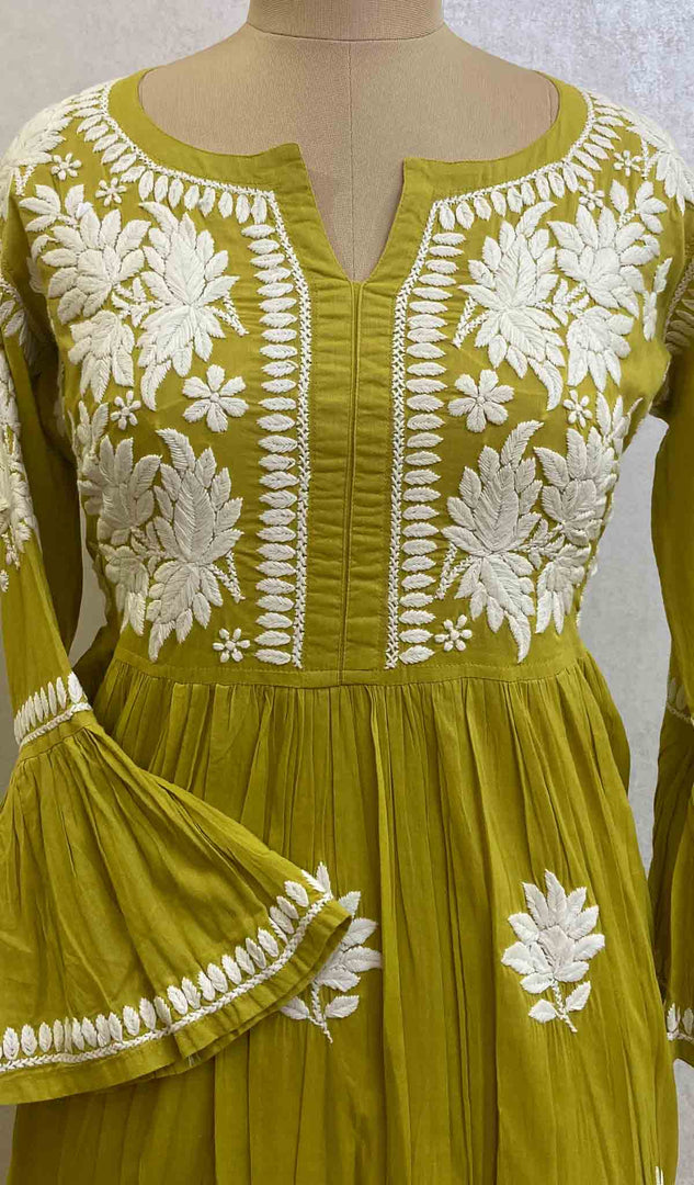 Lemon-Yellow Lucknow Chikankari Dress-material – Shilphaat.com