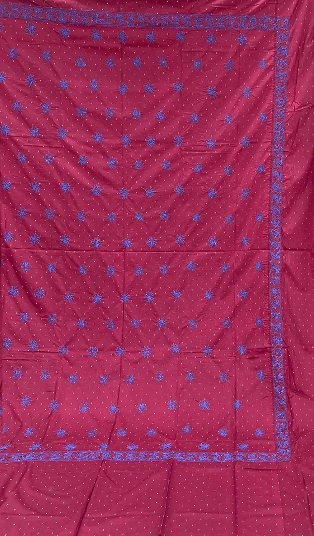 Lakhnavi 手工制作的 Chikankari 棉质床单套装 - HONC043447