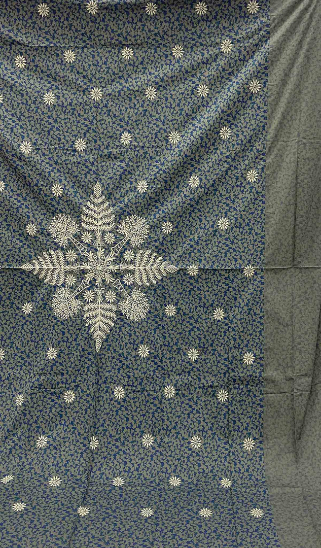 Lakhnavi 手工制作的 Chikankari 棉质床单套装 - HONC043436