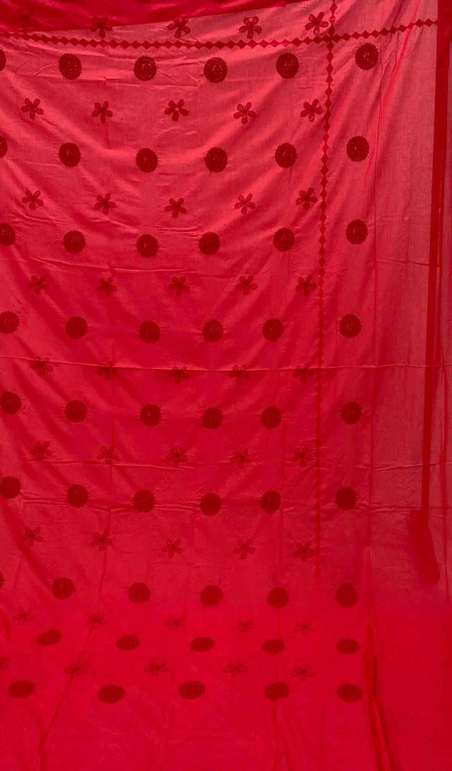 Lakhnavi Handcrafted Cotton Chikankari Bedsheet Set - HONC043430