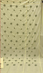 将图像加载到图库查看器中， Lakhnavi 手工制作的 Chikankari 棉质床单套装 - HONC043431