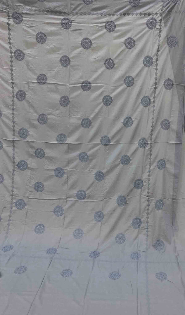 Lakhnavi Handcrafted Cotton Chikankari Bedsheet Set - HONC043428