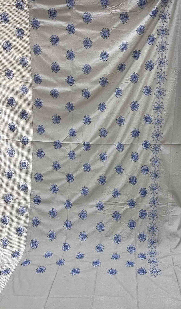 Lakhnavi 手工制作的 Chikankari 棉质床单套装 - HONC043423