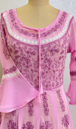 将图像加载到图库查看器中， Aidah Women&#39;s Lucknowi Handcrafted Faux-Georgette Chikankari Anarkali Dress - NC038905
