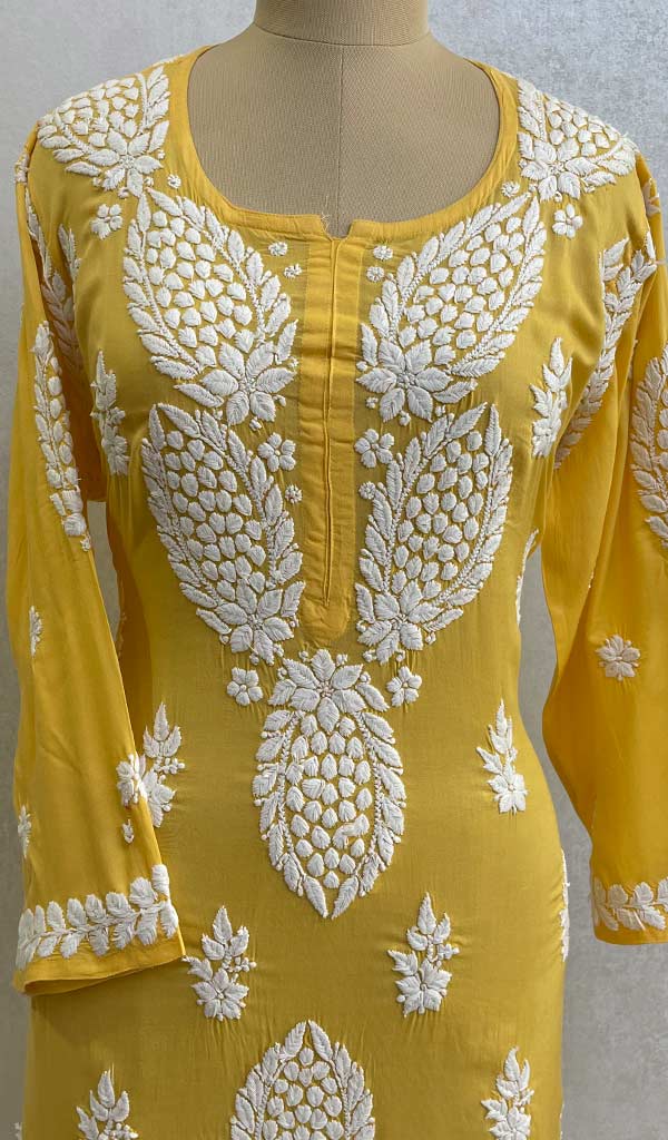 Women's Lucknowi Handcrafted Modal Cotton Chikankari Kurti - HONC075142