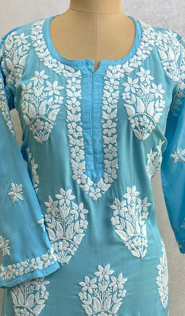 Women's Lucknowi Handcrafted Modal Cotton Chikankari Kurti - HONC075148