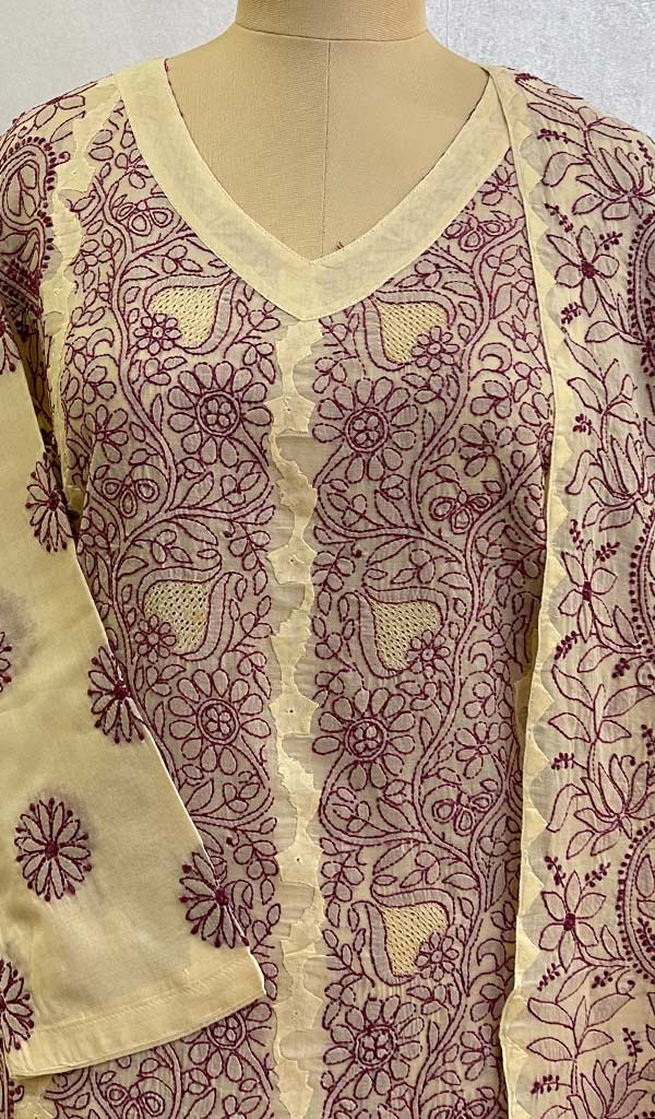 Women's Lakhnavi Handcrafted Cotton Chikankari Stitched Full Suit - HONC077792