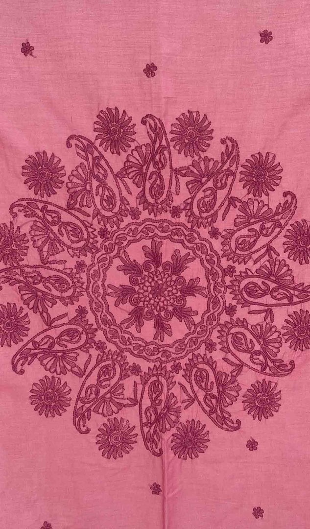 Lakhnavi 手工制作的棉质 Chikankari 桌布 - HONC041204
