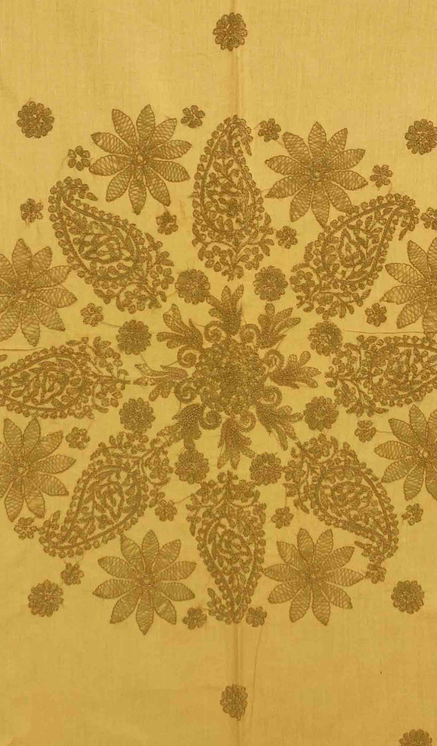Lakhnavi 手工制作的棉质 Chikankari 桌布 - HONC041200