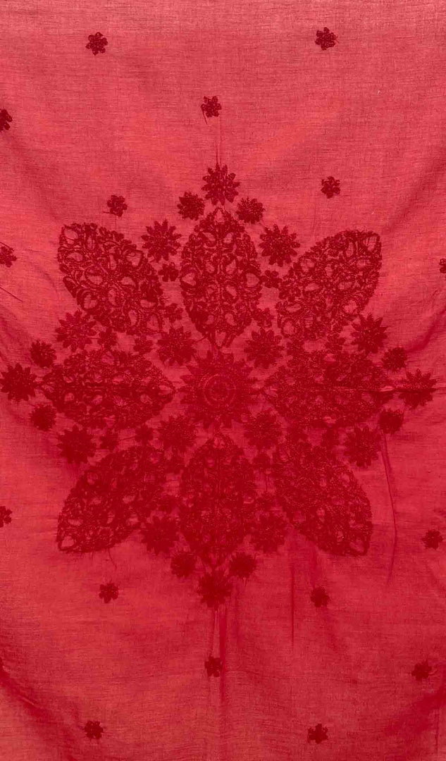 Lakhnavi 手工制作的棉质 Chikankari 桌布 - HONC041269