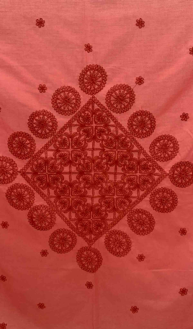 Lakhnavi 手工制作的棉质 Chikankari 桌布 - HONC041211
