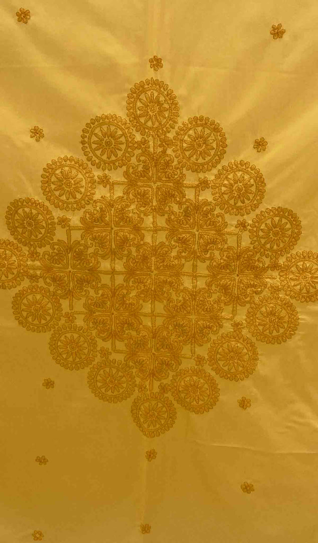 Lakhnavi 手工制作的棉质 Chikankari 桌布 - HONC041278