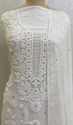 Load image into Gallery viewer, Women&#39;s Lucknowi Handcrafted Viscose Georgette Chikankari Suit Material  - HONC073998
