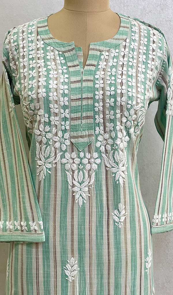 Women's Lakhnavi Handcrafted Cotton Chikankari Kurti - HONC083865