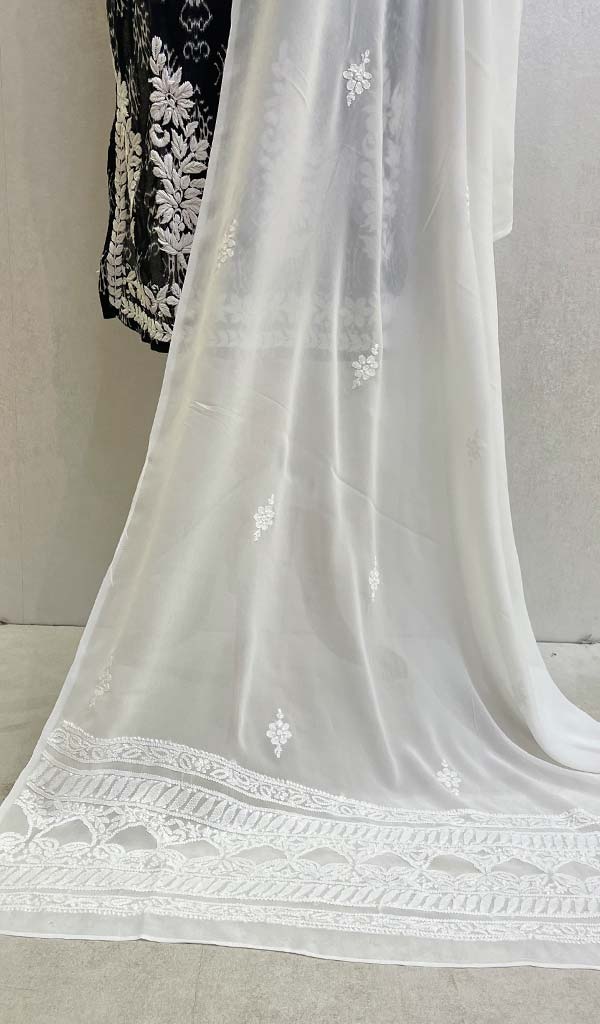 Women's Lucknowi Handcrafted Viscose Georgette Chikankari Dupatta - HONC087637
