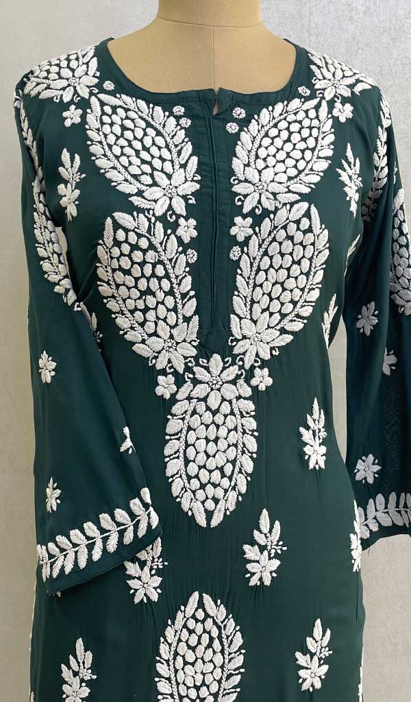 Women's Lucknowi Handcrafted Modal Cotton Chikankari Kurti - HONC084364