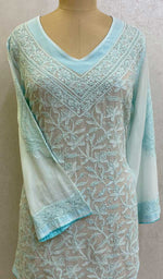 Load image into Gallery viewer, Women&#39;s Lakhnavi Handcrafted Pure Silk Georgette Chikankari Top - HONC074806