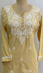 将图像加载到图库查看器中， Lucknowi 手工制作的 Chikankari 棉质上衣 - HONC091544 