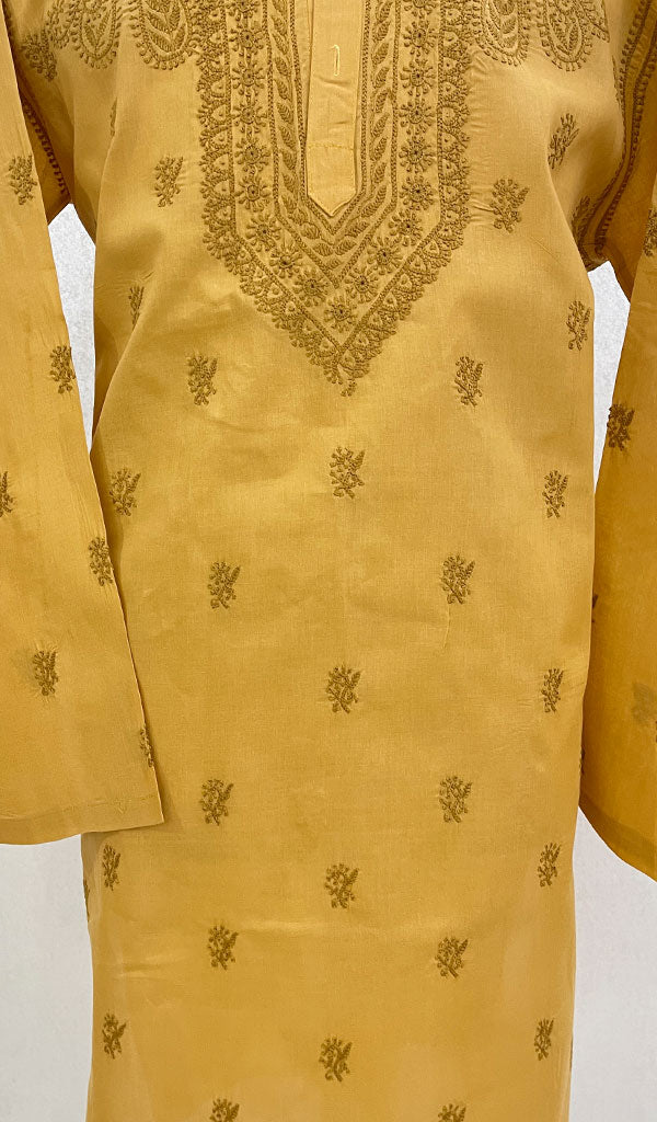 Men's Lucknowi Handcrafted Cotton Chikankari Kurta - HONC098790