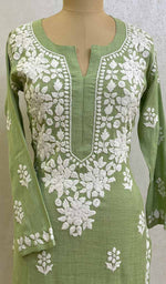 Load image into Gallery viewer, Women&#39;s Lakhnavi Handcrafted Linen Cotton Chikankari Kurti - HONC093744