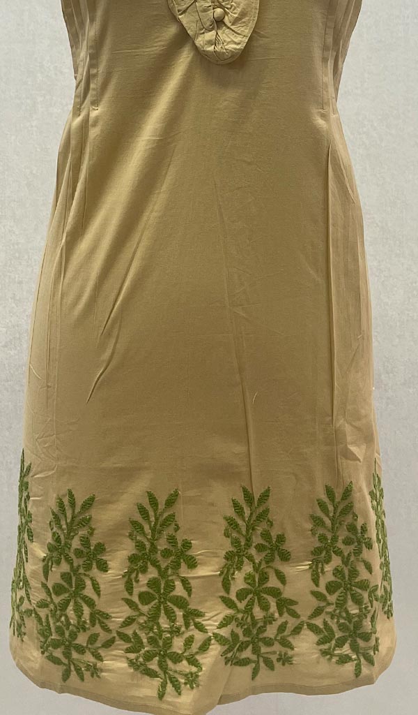 Lucknowi 手工制作的棉质 Chikankari 上衣 - HONC099154