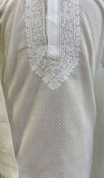 Load image into Gallery viewer, Men&#39;s Lucknowi Handcrafted Cotton Chikankari Kurta - HONC085885
