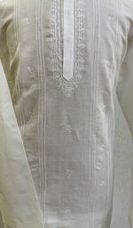 Load image into Gallery viewer, Men&#39;s Lucknowi Handcrafted Cotton Chikankari Kurta -  HONC096281
