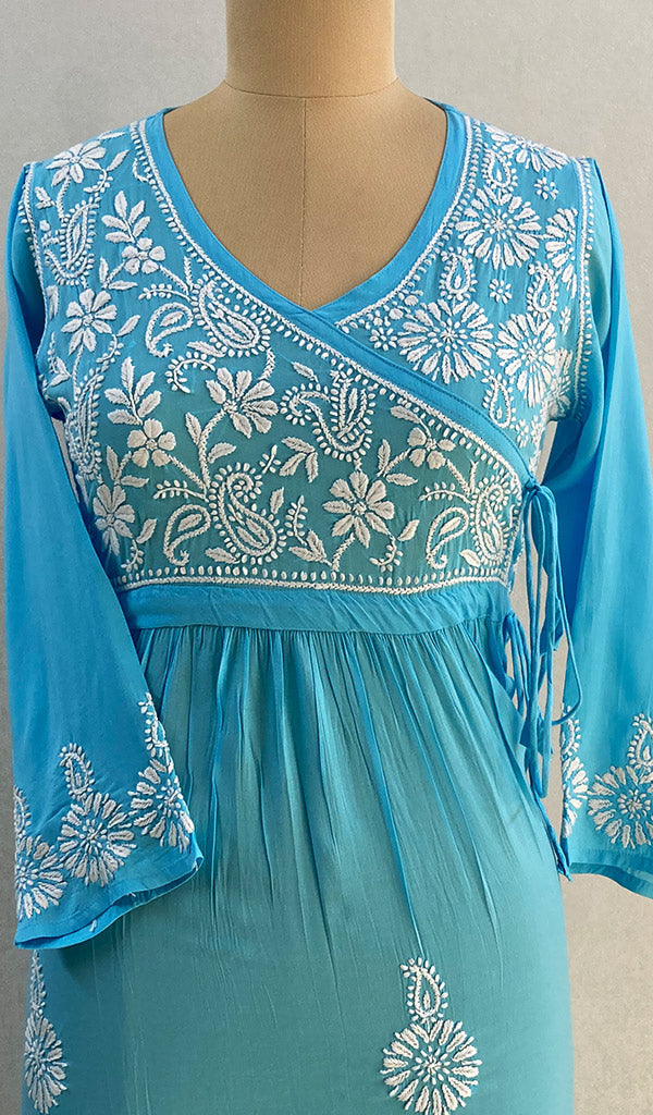Neha Women's Lucknowi Handcrafted Modal Cotton Chikankari Angrakha Dress - HONC0102840