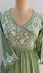 Load image into Gallery viewer, Women&#39;s Lucknowi Handcrafted Modal Cotton Chikankari Angrakha Dress - HONC0102854