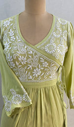 将图像加载到图库查看器中， Neha Women&#39;s Lucknowi Handcrafted Modal Cotton Chikankari Angrakha Dress - HONC0102808
