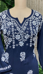 Load image into Gallery viewer, Women&#39;s Lucknowi Handcrafted Cotton Chikankari Kurti - HONC0109560