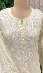 将图像加载到图库查看器中， Women&#39;s Lucknowi Handcrafted Mul Cotton Chikankari Kurti - HONC0105890
