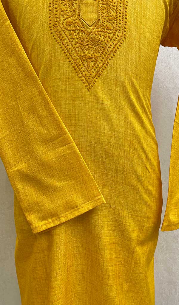 Men's Lucknowi Handcrafted Cotton Chikankari Kurta - HONC0112207