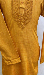 Load image into Gallery viewer, Men&#39;s Lucknowi Handcrafted Cotton Chikankari Kurta - HONC0112204