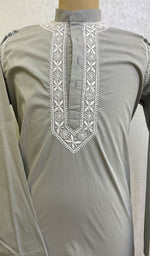 将图像加载到图库查看器中， Men&#39;s Lucknowi Handcrafted Cotton Chikankari Kurta - HONC0115447
