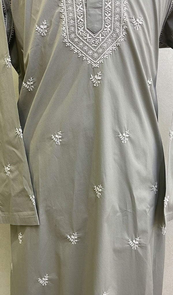 Men's Lucknowi Handcrafted Cotton Chikankari Kurta -  HONC0115508