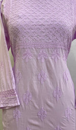 将图像加载到图库查看器中， Lakhnavi 手工制作的 Chikankari 棉质上衣 - HONC0111291