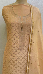 Load image into Gallery viewer, Women&#39;s Lakhnavi Handcrafted Chanderi Silk Chikankari Full Suit Material - Honc022058