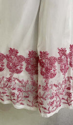 将图像加载到图库查看器中， 勒克瑙维手工粘胶乔其纱 Chikankari Palazzo - HONC0108431
